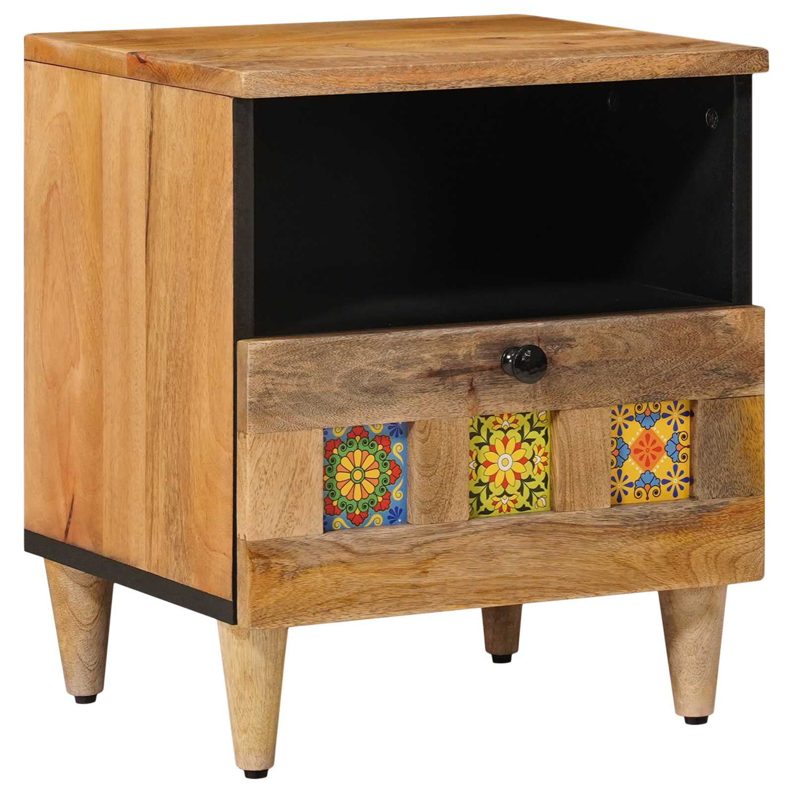 vidaXL Nachttisch Natur 40 x 33 x 46 cm Massivholz Mango