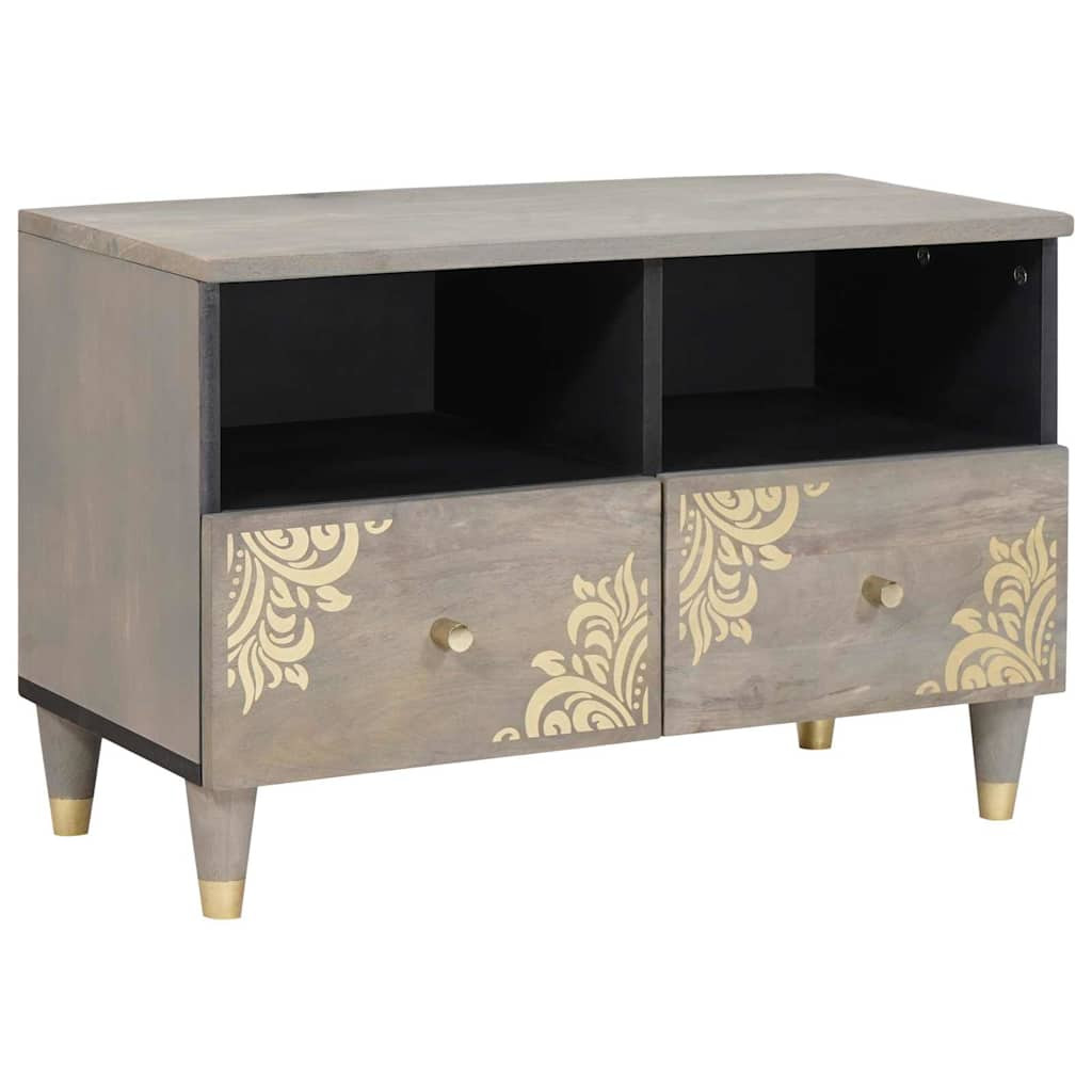vidaXL TV-Schränk mit Schubladen Grau 70 x 33 x 46 cm Massivholz Mango
