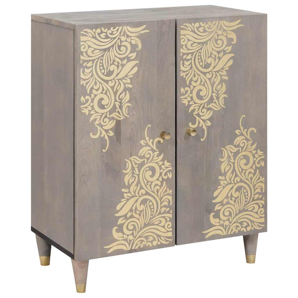 vidaXL Sideboard Grau und Gold 60 x 33 x 75 cm Massivholz Mango