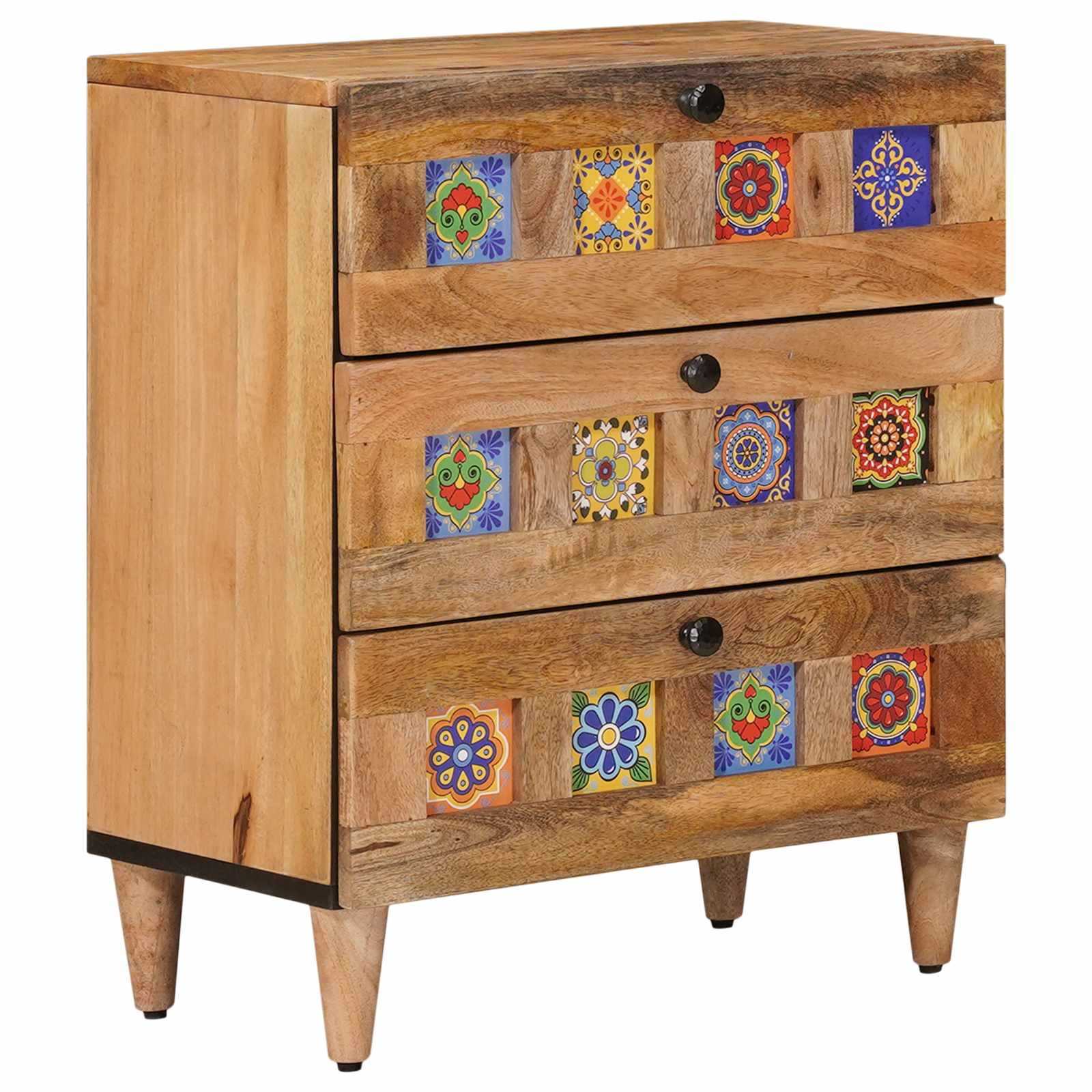 vidaXL Nachttisch Natur 50 x 33 x 62 cm Massivholz Mango