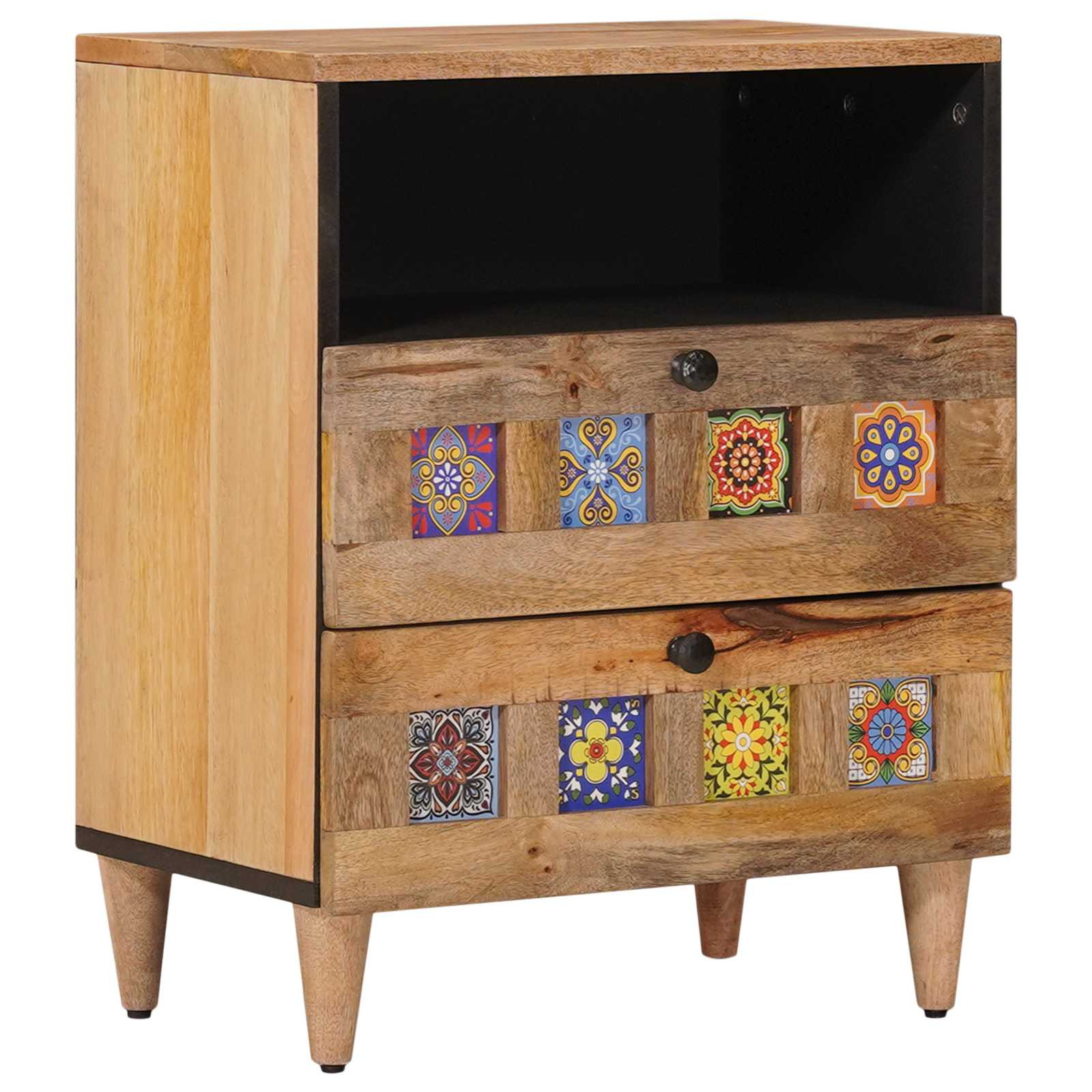 vidaXL Nachttisch Natur 50 x 33 x 62 cm Massivholz Mango