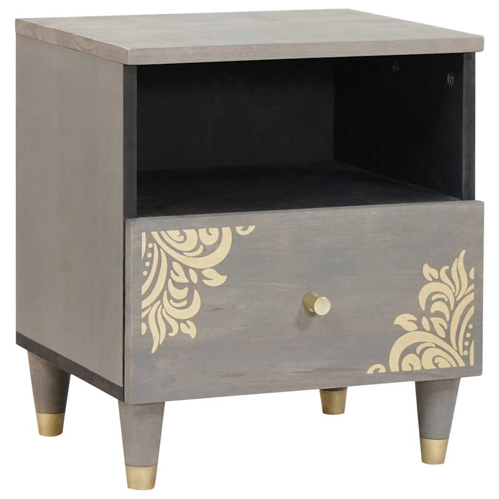 vidaXL Nachttisch mit Schubladen Grau 40 x 33 x 46 cm Massivholz Mango