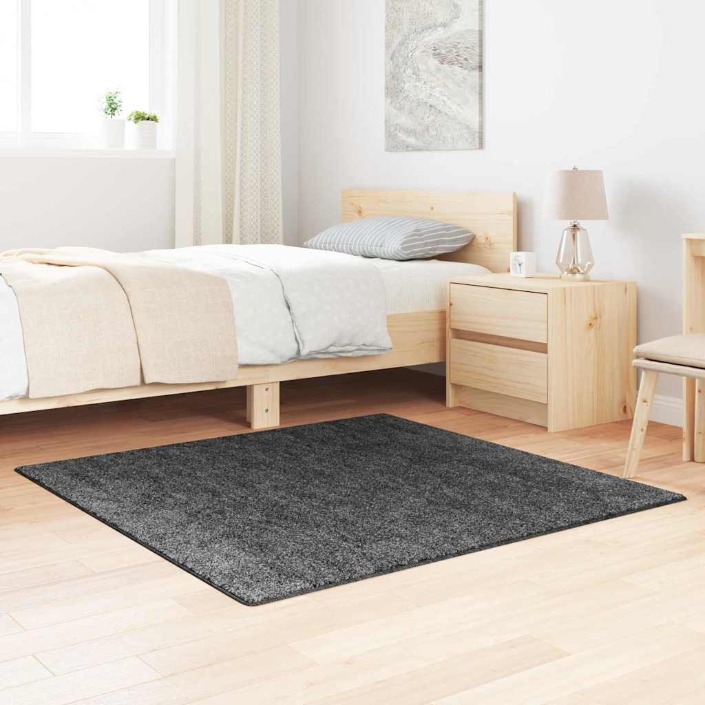vidaXL Anti-Rutsch Shaggy Teppich Dunkelgrau 120 x 120 cm PP