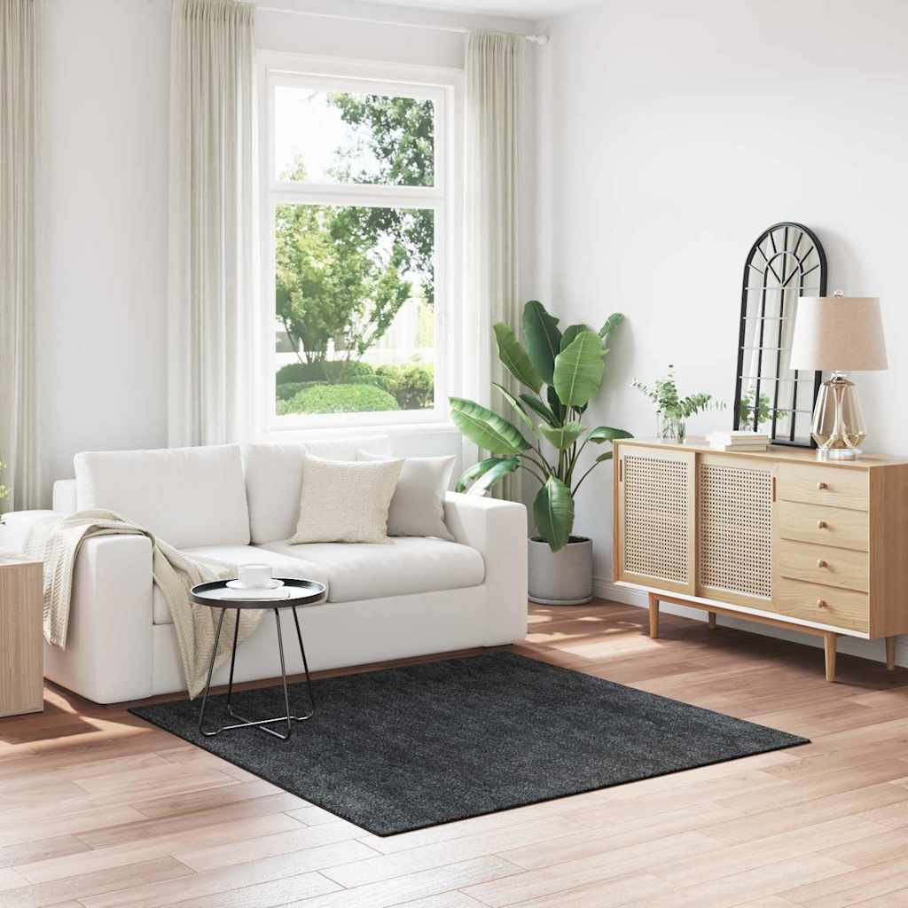 vidaXL Anti-Rutsch Shaggy Teppich Dunkelgrau 160 x 160 cm PP