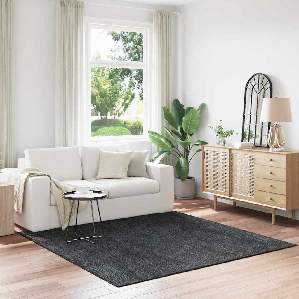vidaXL Anti-Rutsch Shaggy Teppich Dunkelgrau 200 x 200 cm PP