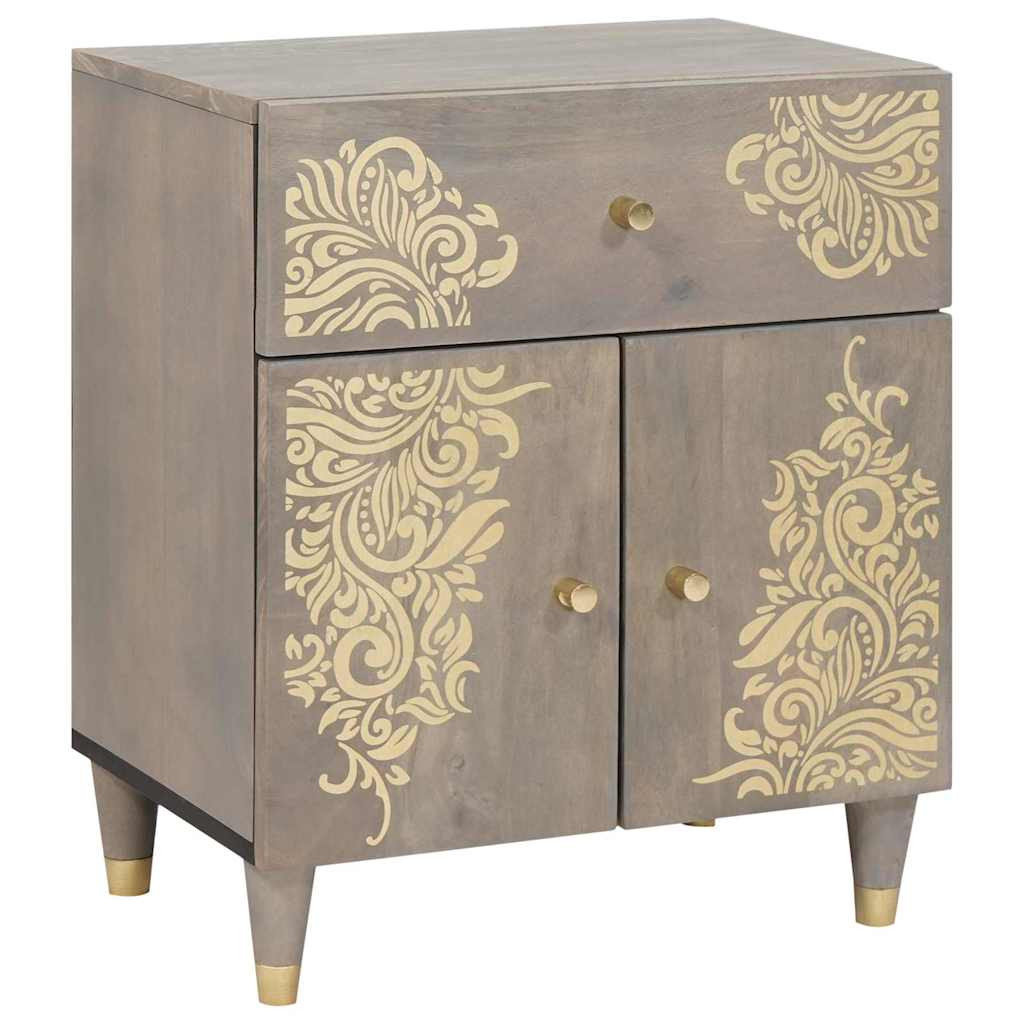 vidaXL Nachttisch mit Tür Grau 50 x 33 x 60 cm Massivholz Mango