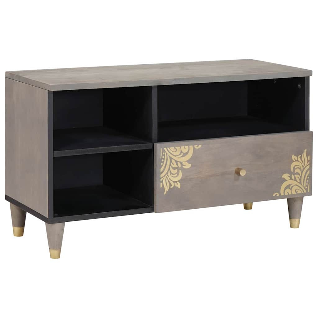 vidaXL TV-Schränk mit Schubladen Grau 80 x 33 x 46 cm Massivholz Mango