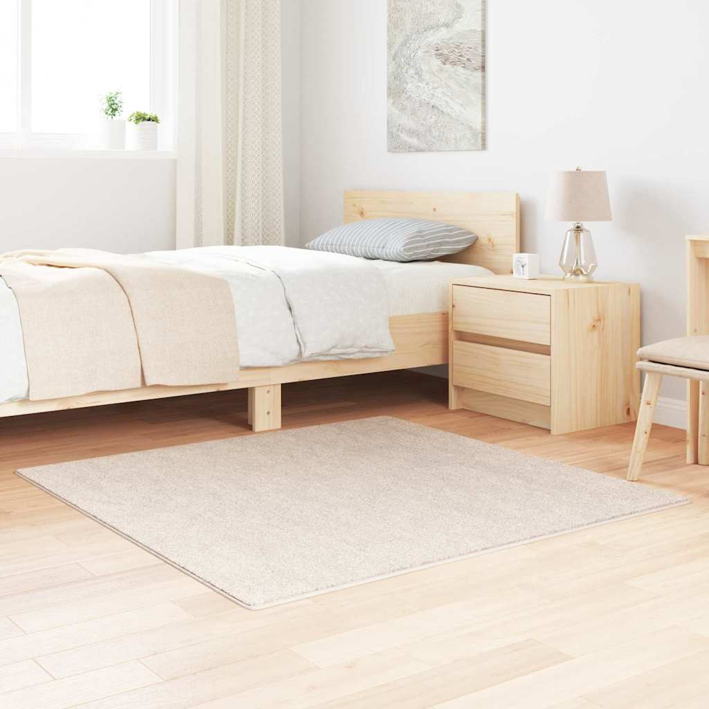 vidaXL Anti-Rutsch Shaggy Teppich Creme 120 x 120 cm PP