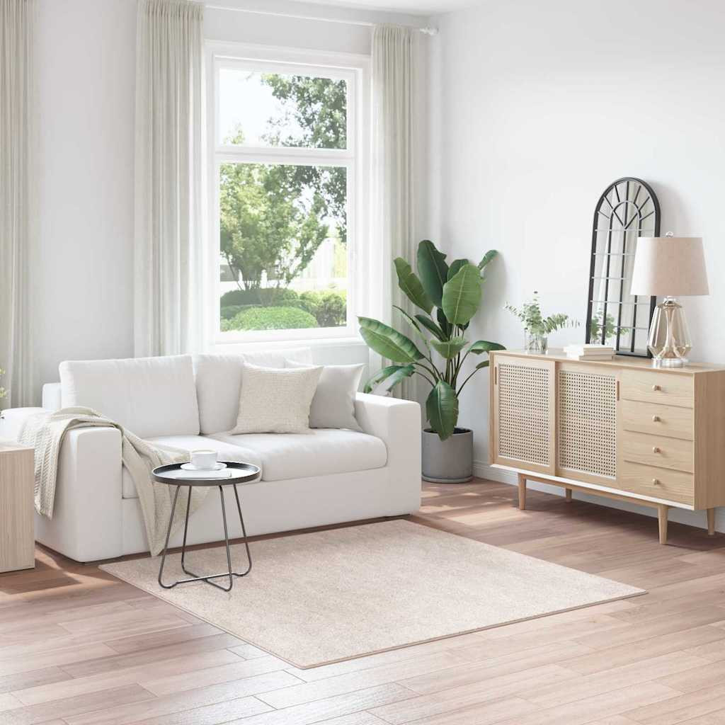 vidaXL Anti-Rutsch Shaggy Teppich Creme 160 x 160 cm PP
