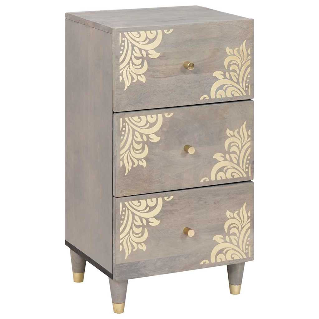 vidaXL Sideboard Grau und Gold 40 x 33 x 75 cm Massivholz Mango