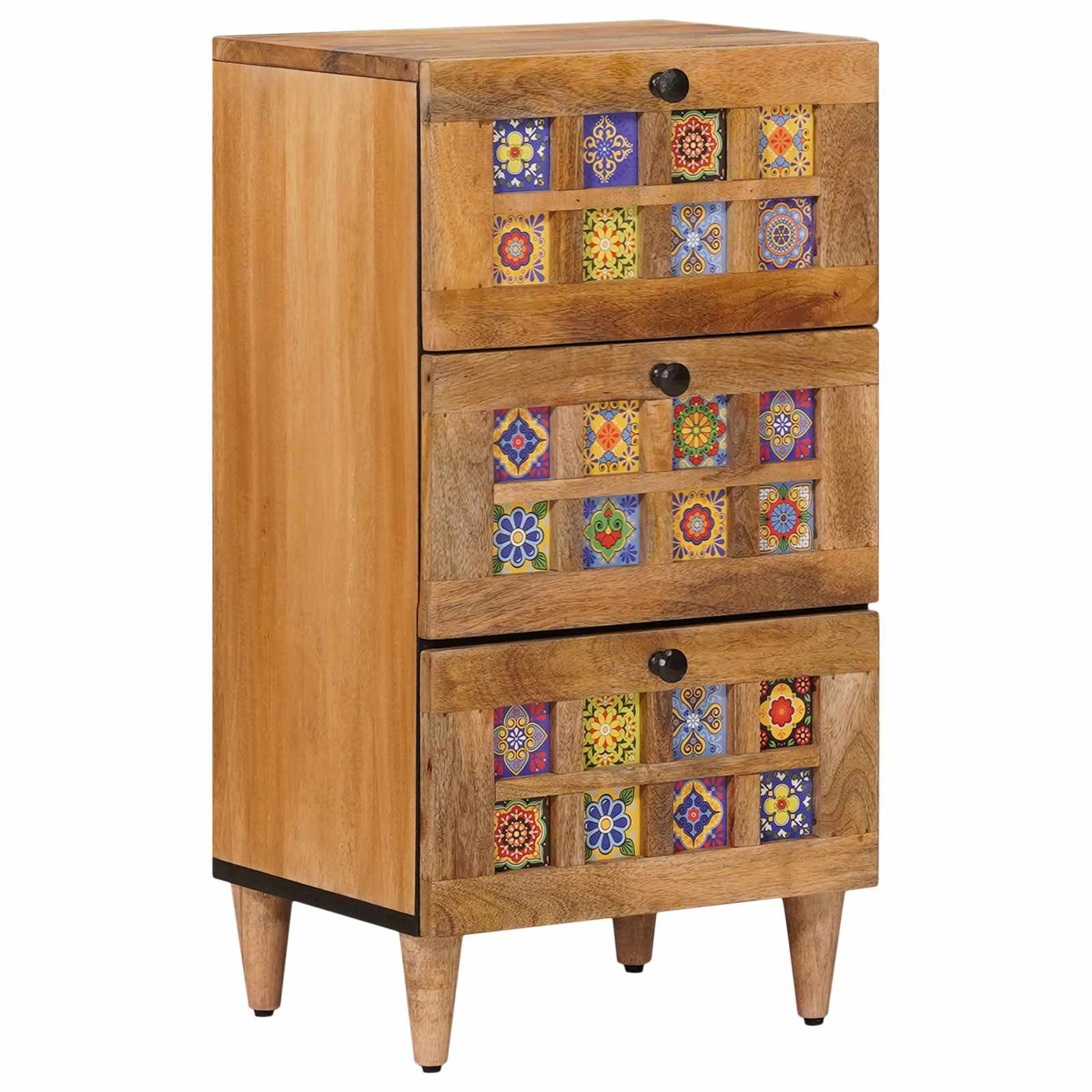 vidaXL Sideboard mit Schubladen Natur 40 x 33 x 75 cm Massivholz Mango