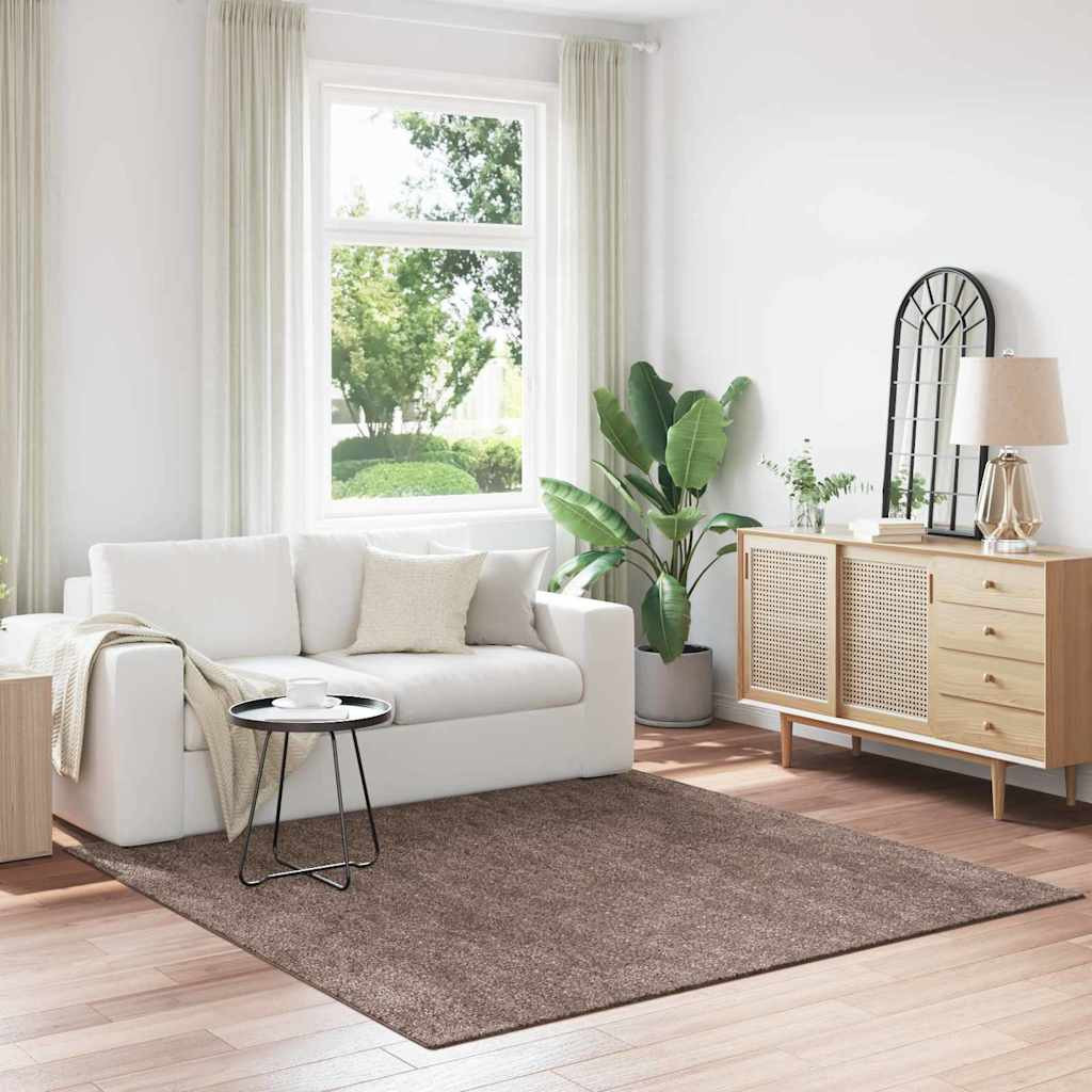 vidaXL Anti-Rutsch Shaggy Teppich Braun 200 x 200 cm PP