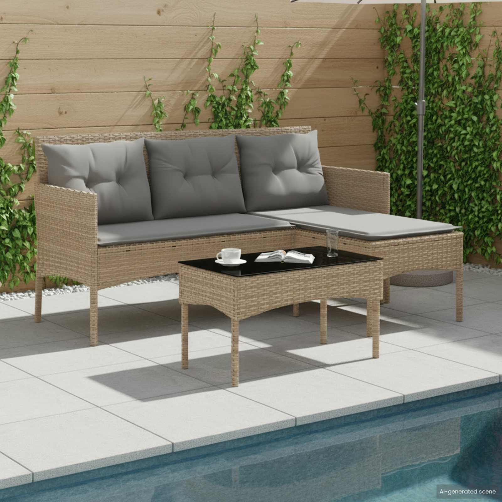vidaXL Gartensofa-set mit Kissen 2 pcs Poly-Rattan