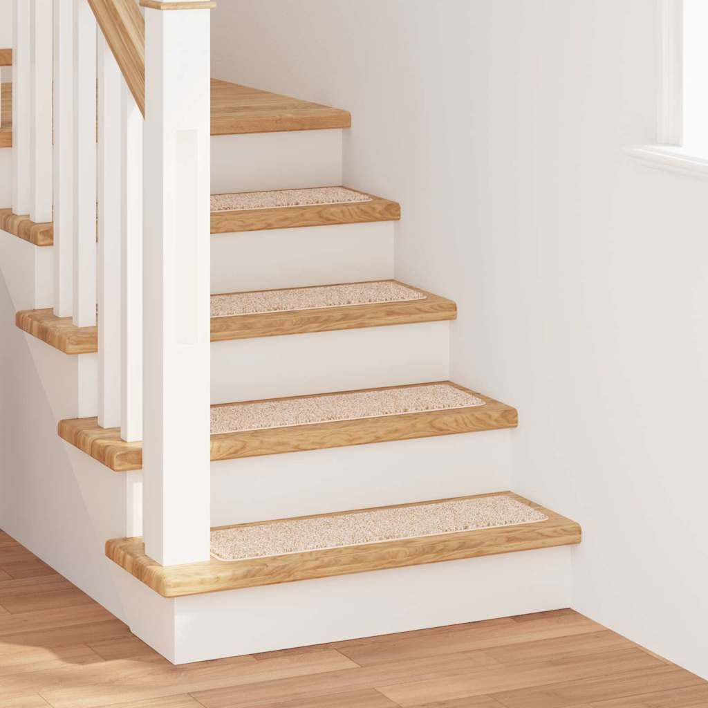 vidaXL Rutschfeste Treppenmatten 15 pcs Creme 75 x 20 cm PP