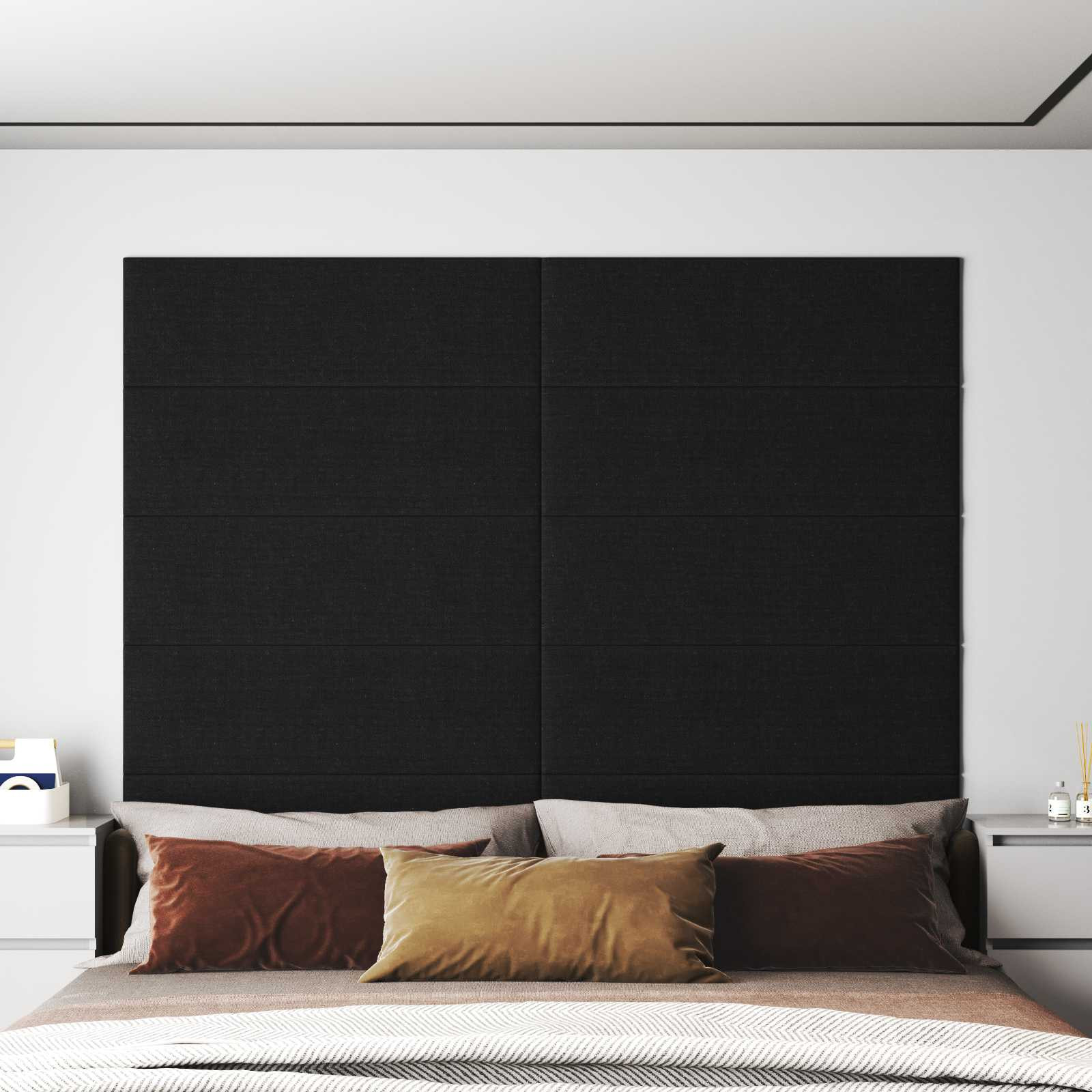 vidaXL Wandkopfteilen 12 pcs Schwarz 90 x 30 cm Stoff