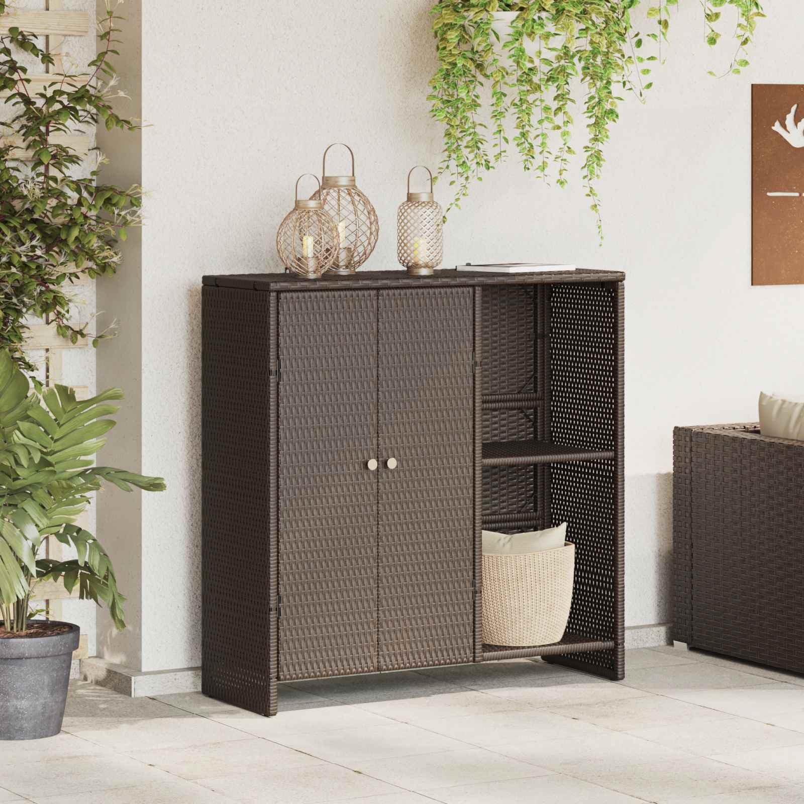 vidaXL Aufbewahrungsschrank mit Regal Braun 100 x 36 x 102 cm Rattan