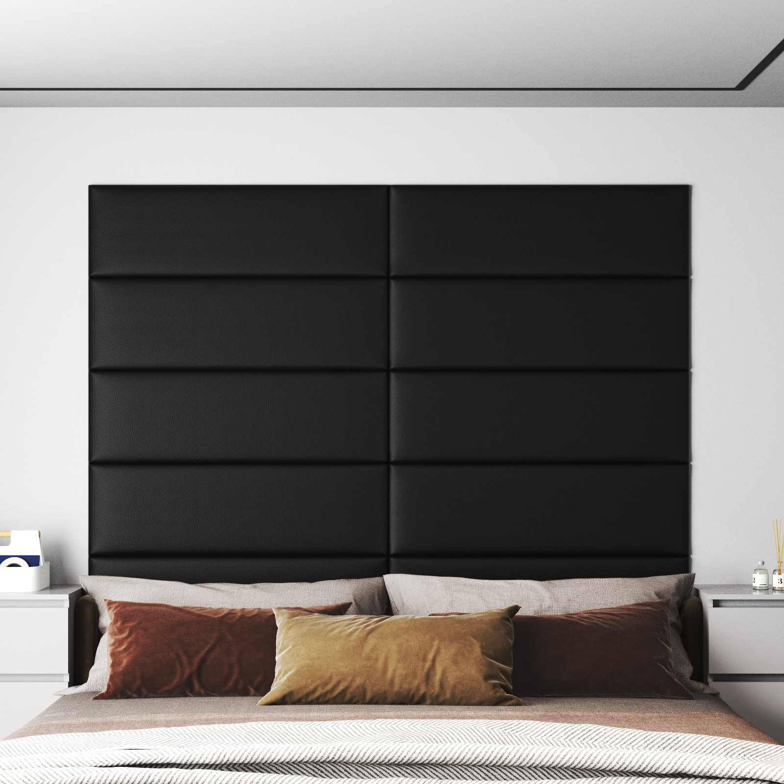 vidaXL Wandkopfteilen 12 pcs 90 x 30 cm Schwarz Stoff