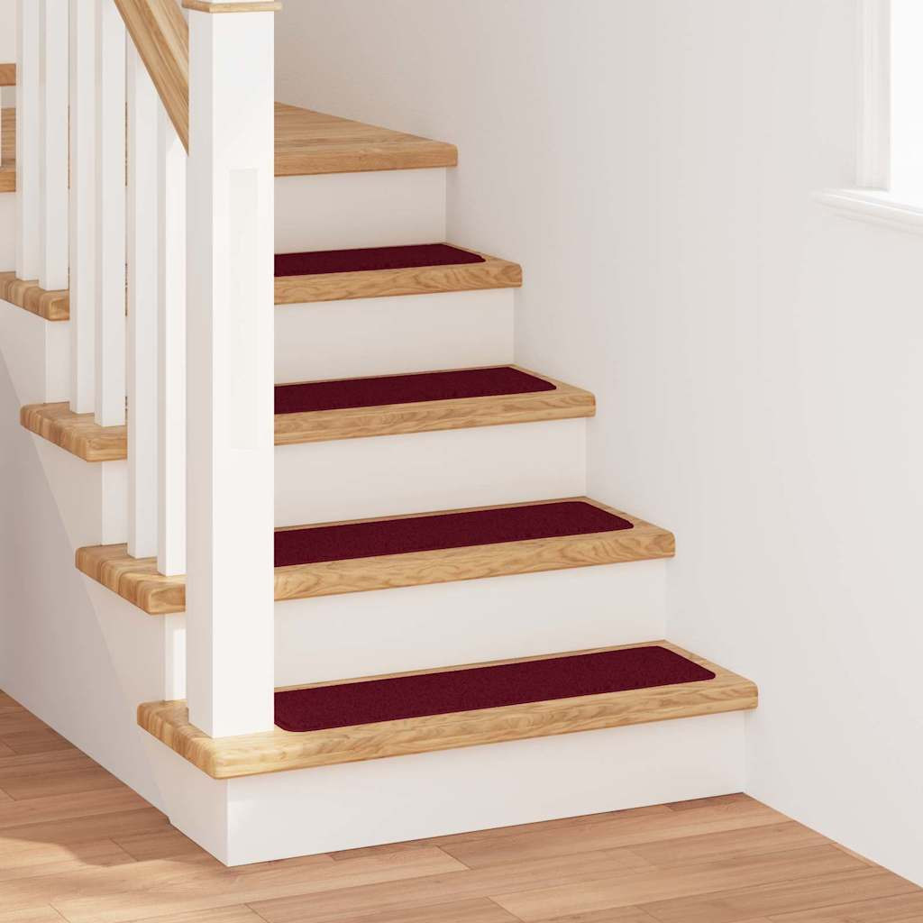 vidaXL Rutschfeste Treppenmatten 15 pcs Bordeaux 75 x 20 cm PP