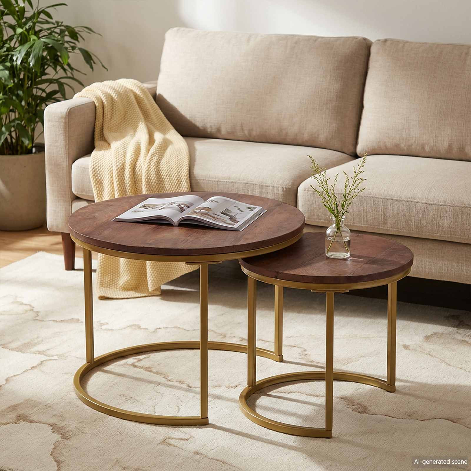 vidaXL Nesting-Couchtische 2 pcs Massivholz Mango und Stahl