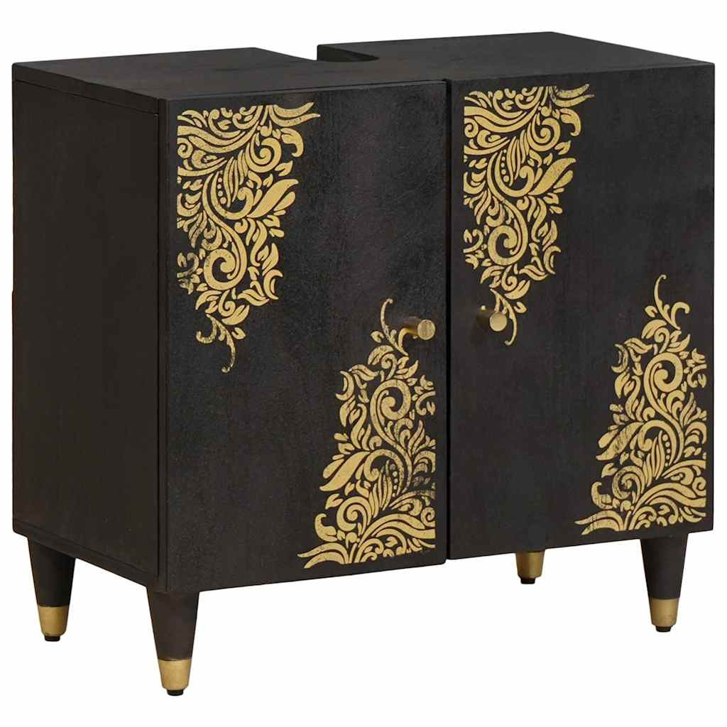 vidaXL Waschbeckenunterschrank mit Speicher Schwarz 62 x 33 x 58 cm