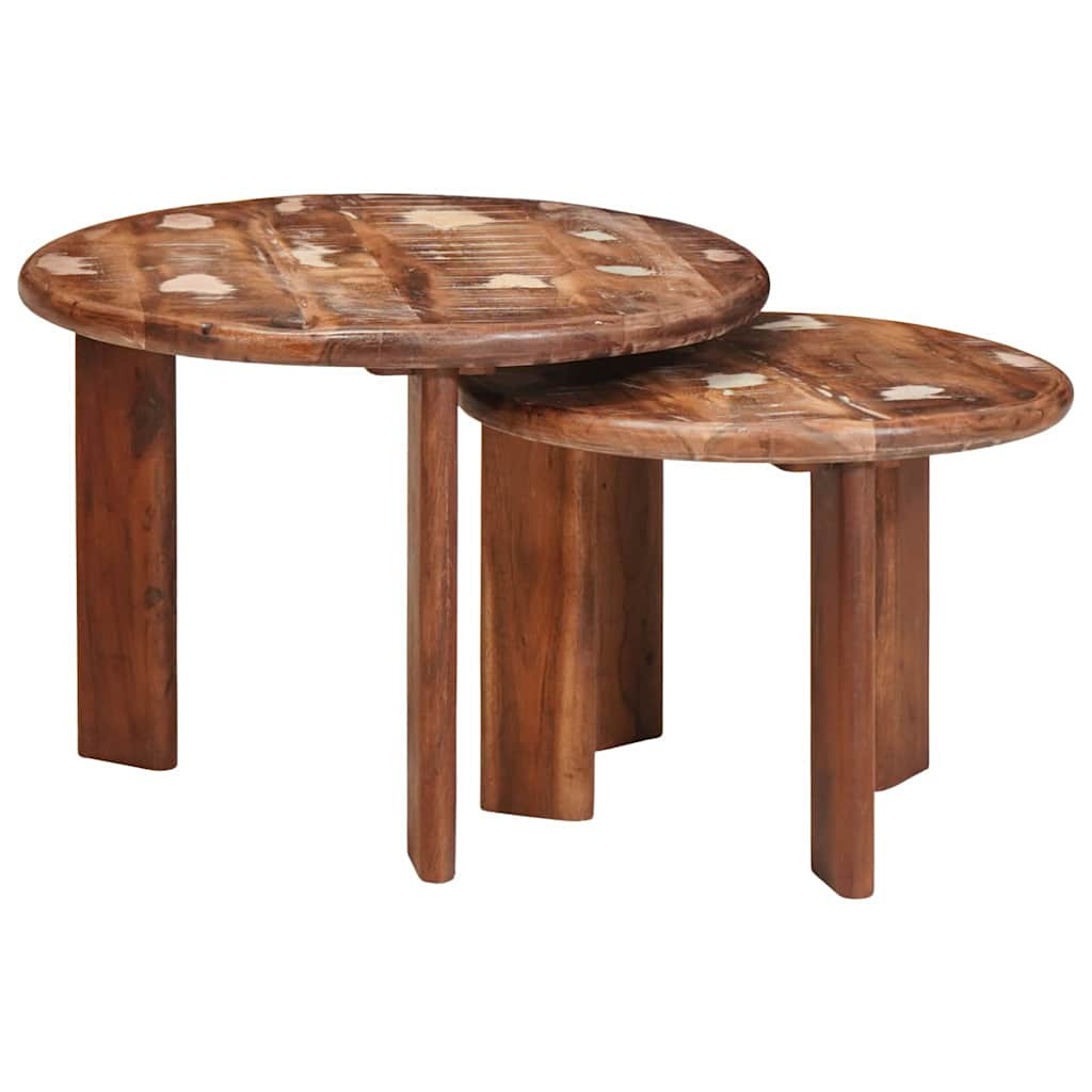 vidaXL Nesting-Couchtische 2 pcs Mehrfarbig Massives Altholz