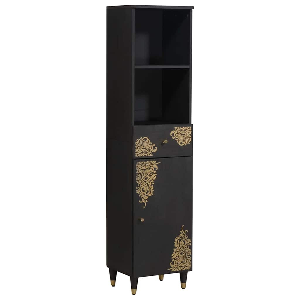 vidaXL Badezimmerschrank Schwarz 38 x 33 x 160 cm Massivholz Mango
