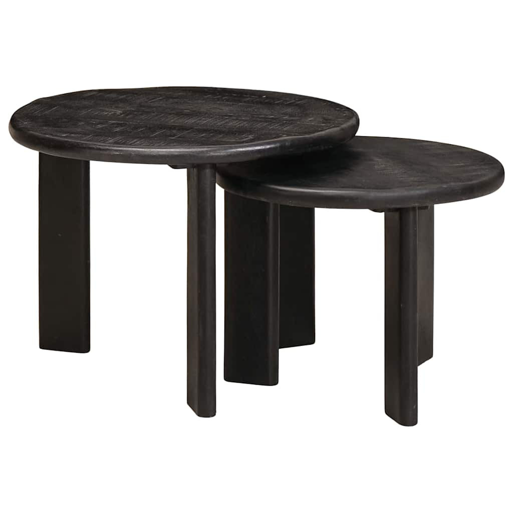 vidaXL Nesting-Couchtische 2 pcs Weiß Massivholz Mango
