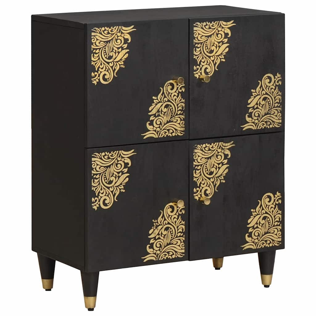 vidaXL Sideboard mit Regal Schwarz 60 x 33 x 75 cm Massivholz Mango