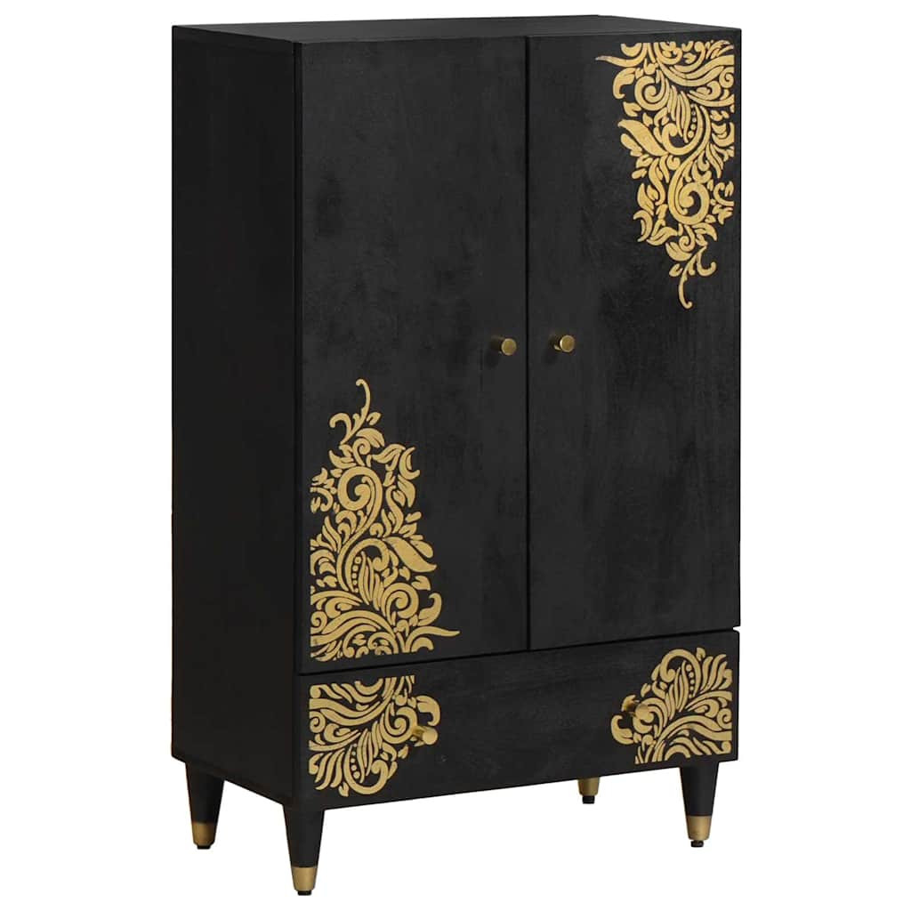 vidaXL Highboard Schwarz 60 x 33 x 100 cm Massivholz Mango