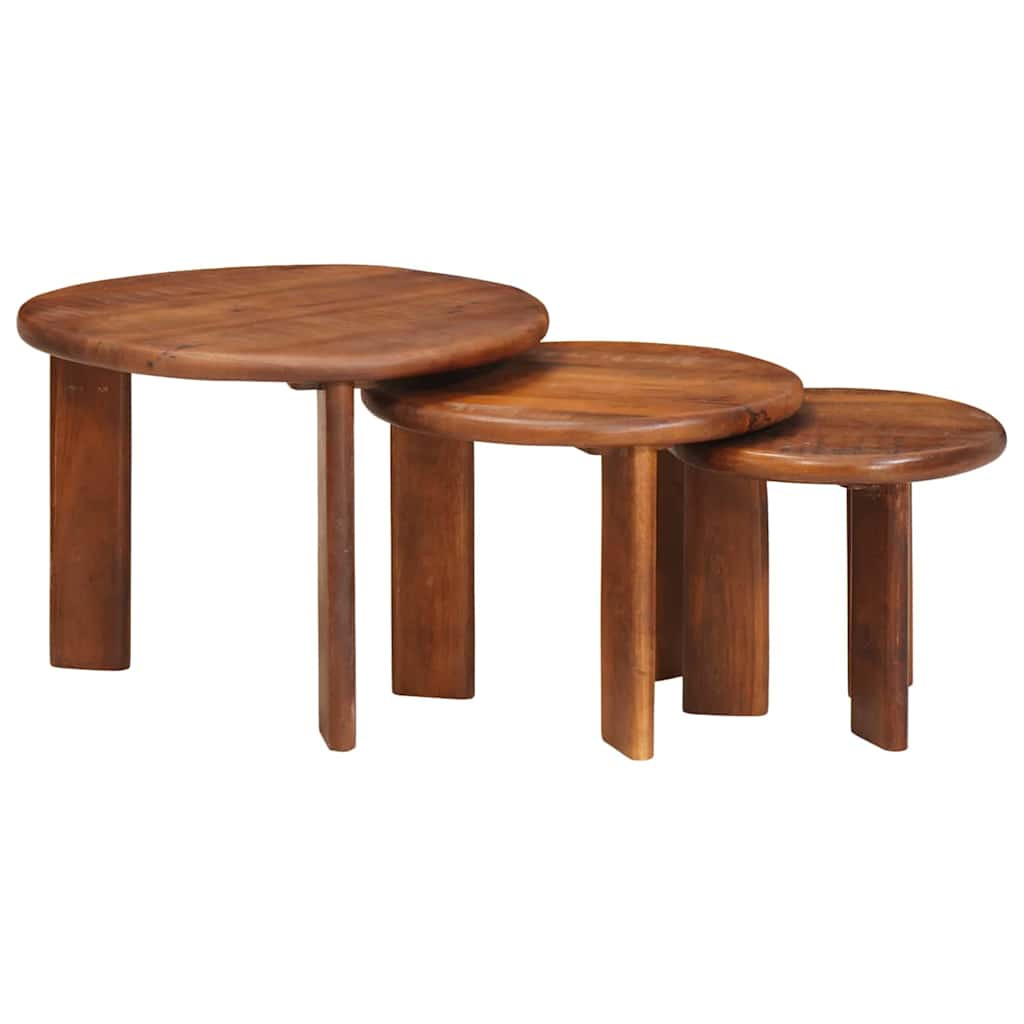 vidaXL Nesting-Couchtische 3 pcs Honigbraun Massivholz Mango