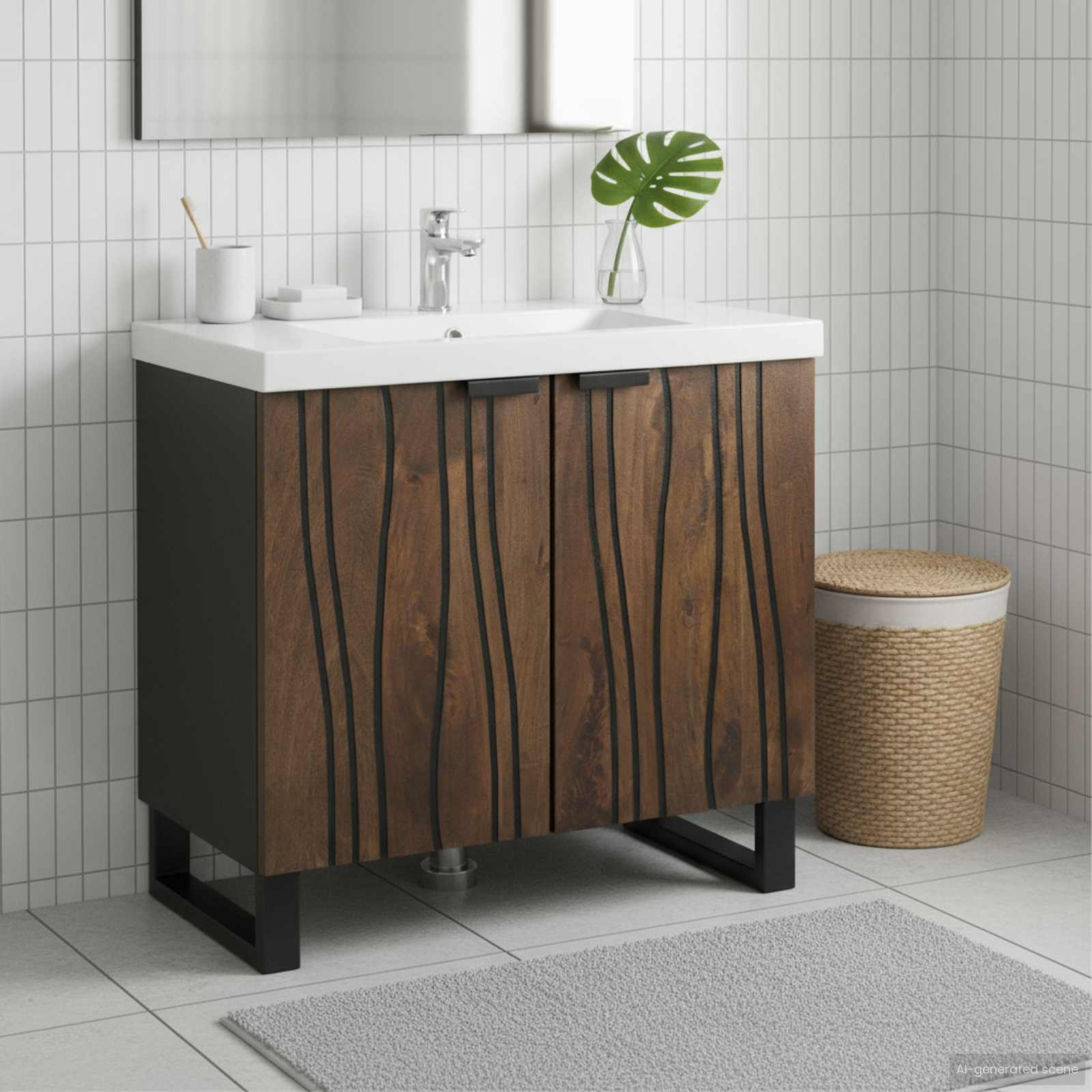 vidaXL Waschbeckenschrank Walnuss 62 x 33 x 58 cm Holzwerkstoff