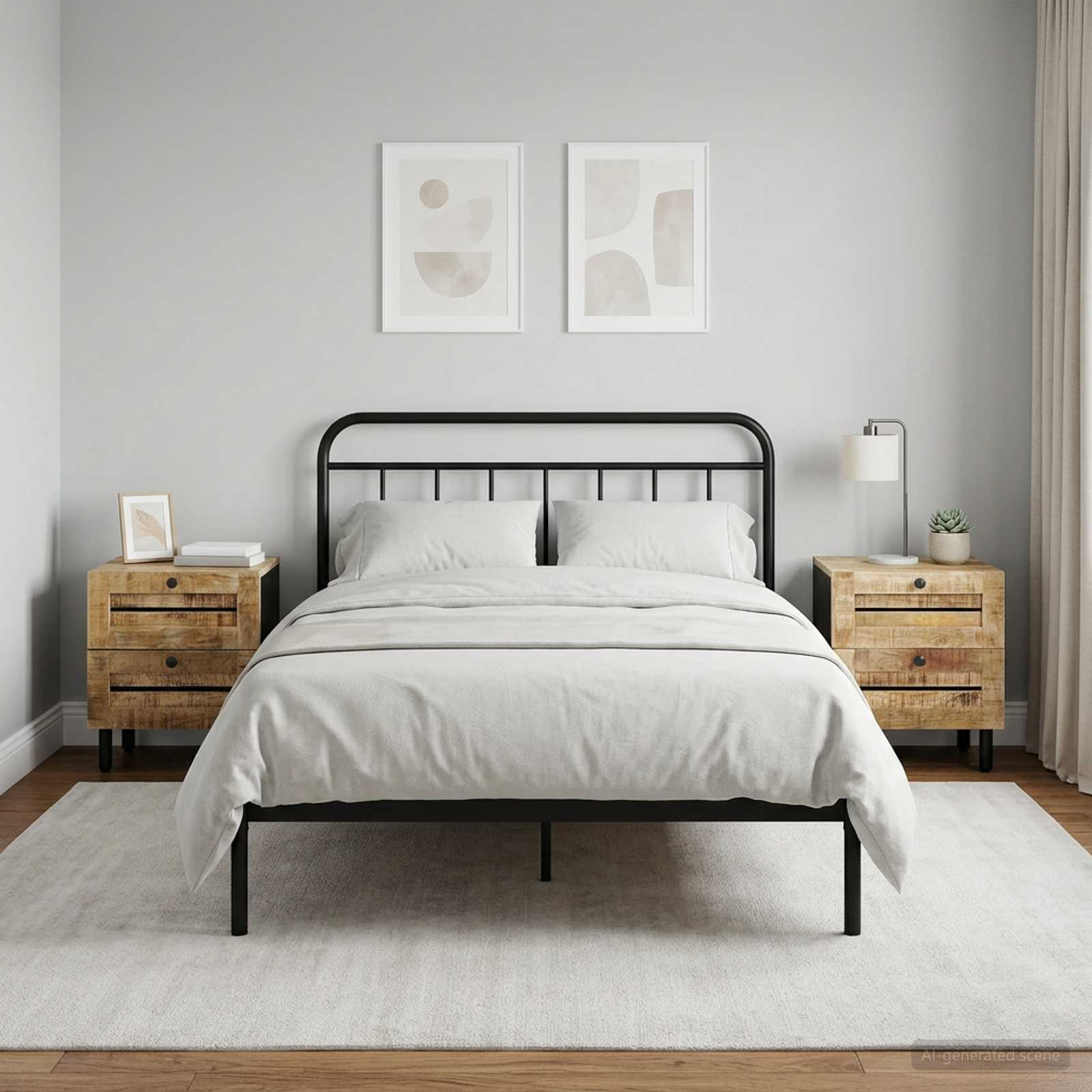 vidaXL Nachttisch 2 Stk. Natur 40 x 33 x 46 cm Massivholz Mango