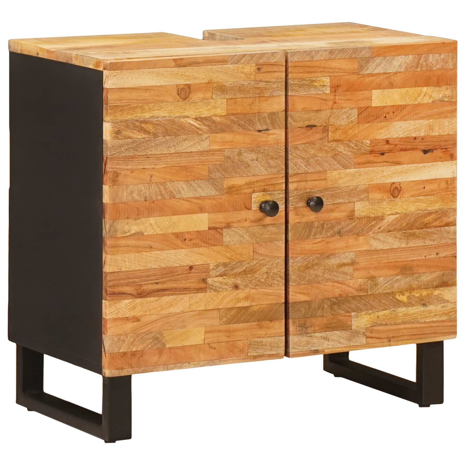 vidaXL Waschbeckenschrank Natur 62 x 33 x 58 cm Massivholz Mango