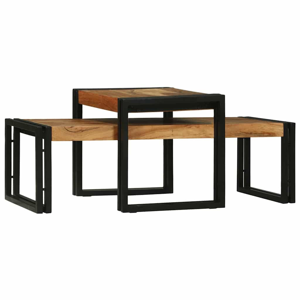 vidaXL Couchtisch 2 pcs Braun 48 x 40 x 40 cm Massivholz Akazie