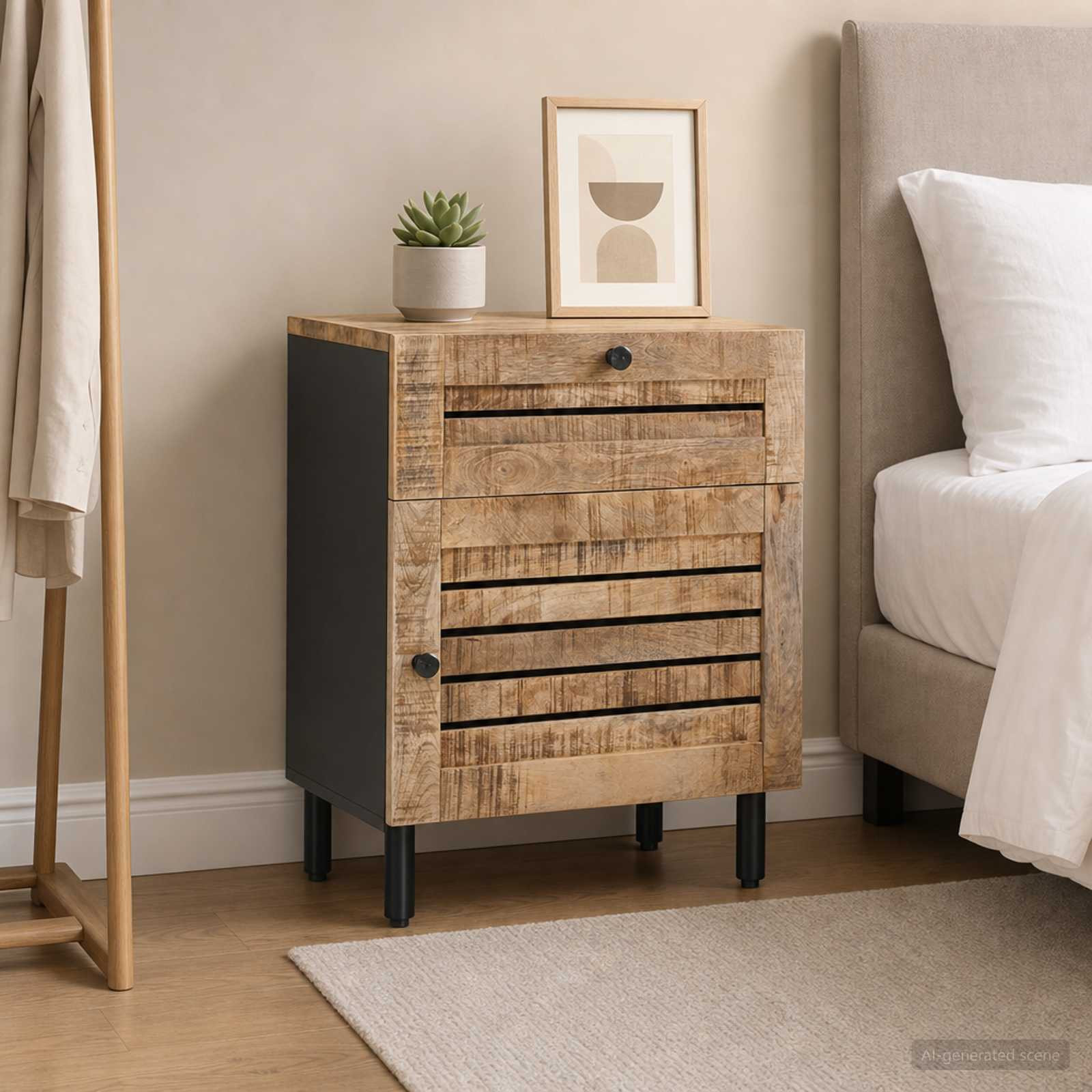 vidaXL Nachttisch Natur 50 x 33 x 60 cm Massivholz Mango