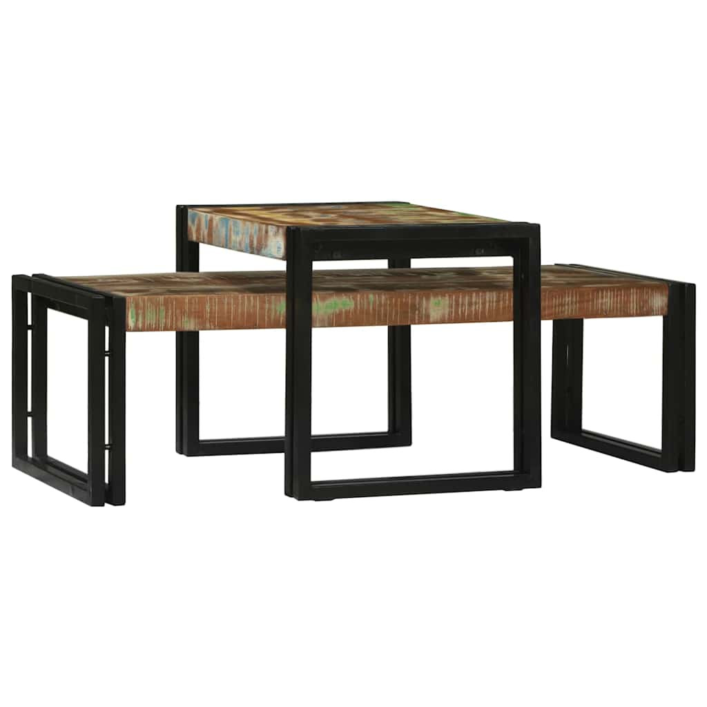 vidaXL Couchtisch 2 pcs Mehrfarbig Massives upgecyceltes Holz