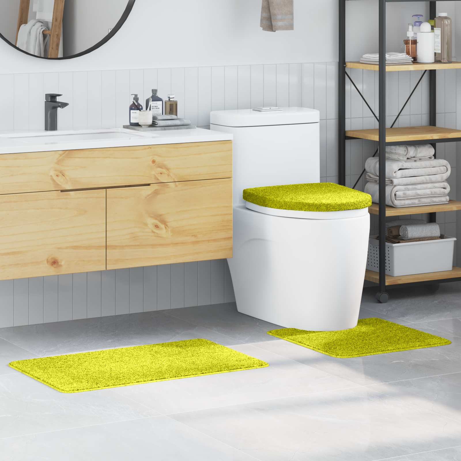 vidaXL Anti-Rutsch Badematten-Set 3 pcs Grün PP