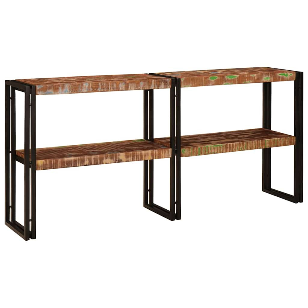 vidaXL Konsolentisch mit Regal Mehrfarbig Massives upgecyceltes Holz