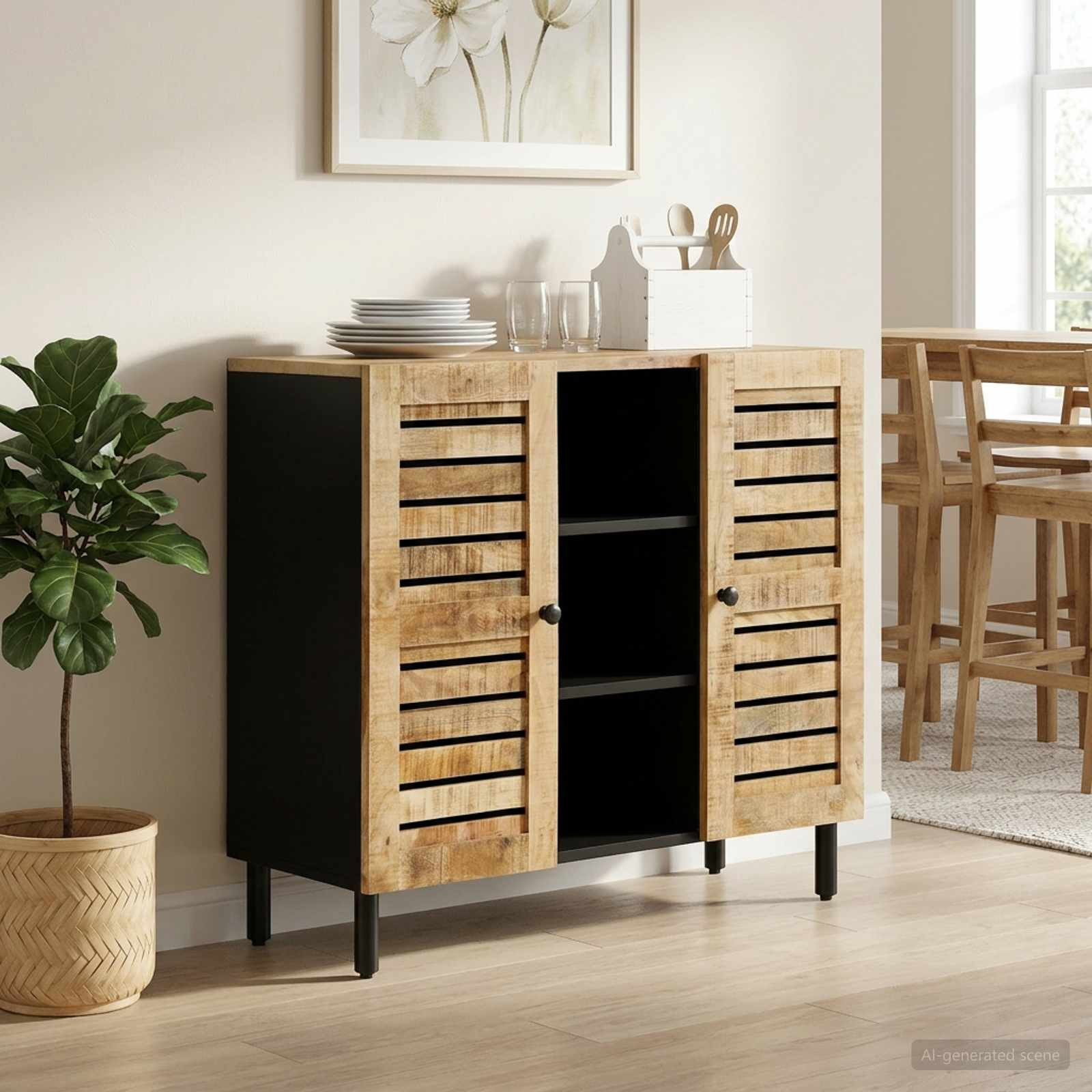 vidaXL Stauraumschränke Natur 90 x 33 x 75 cm Massivholz Mango
