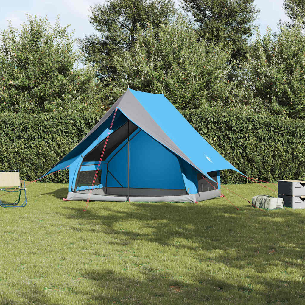 vidaXL Familienzelt mit Dach Blau und Grau 220 x 220 x 184 cm