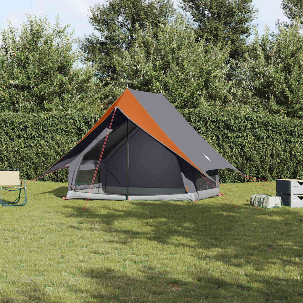 vidaXL Familienzelt mit Dach Grau und Orange 220 x 220 x 184 cm