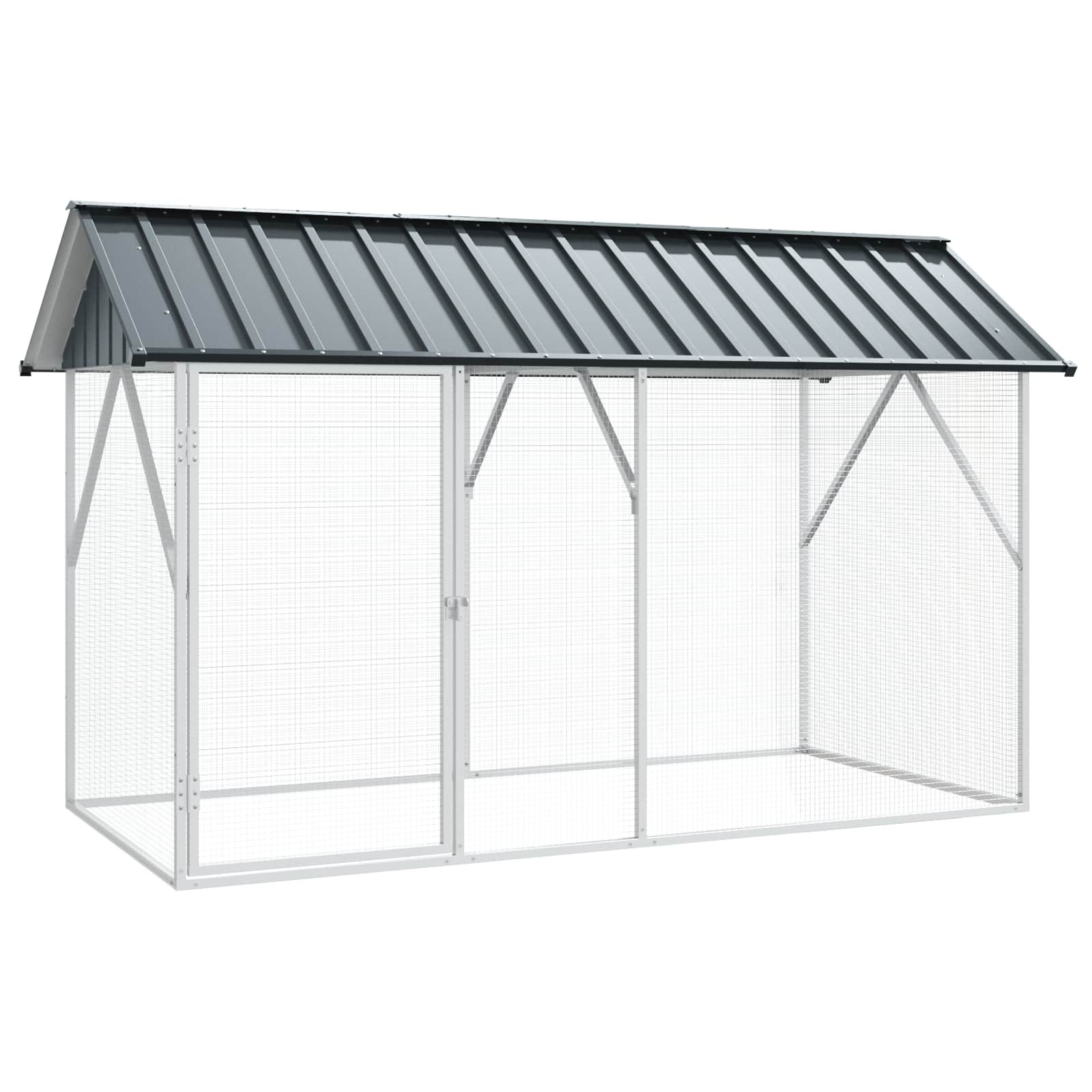 vidaXL Vogelkäfig Anthrazit 227 x 112 x 141 cm Verzinkter Stahl