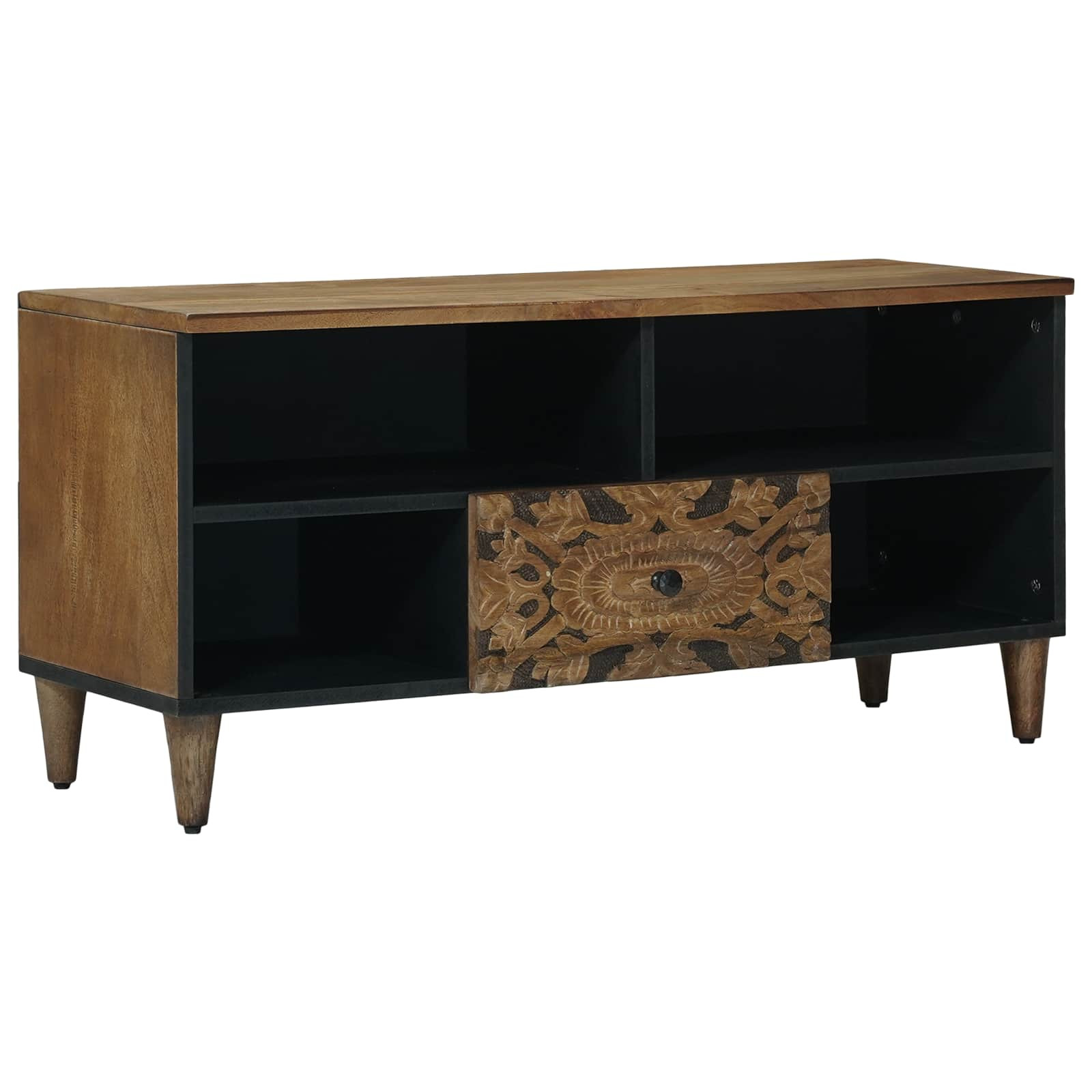 vidaXL TV-Schränk mit Regal Braun 100 x 33,5 x 46 cm Massivholz Mango