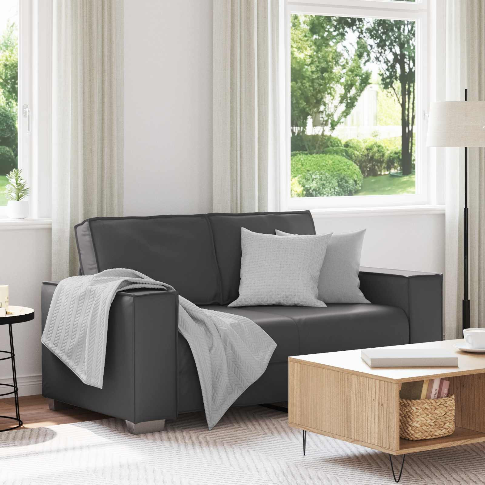 vidaXL Zweisitzer-Sofa Grau 160 cm Kunstleder