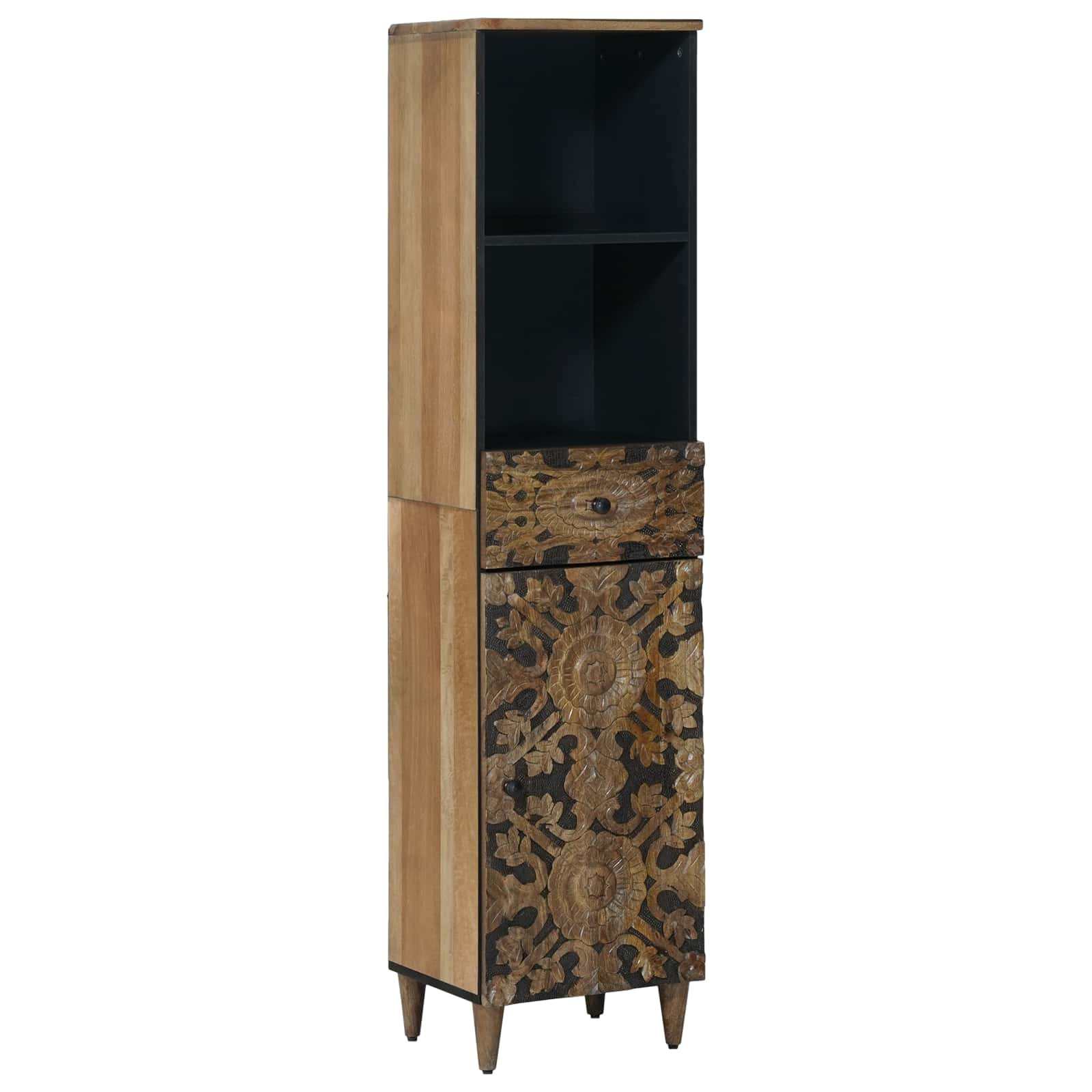 vidaXL Badezimmerschrank Braun 38 x 33,5 x 160 cm Massivholz Mango