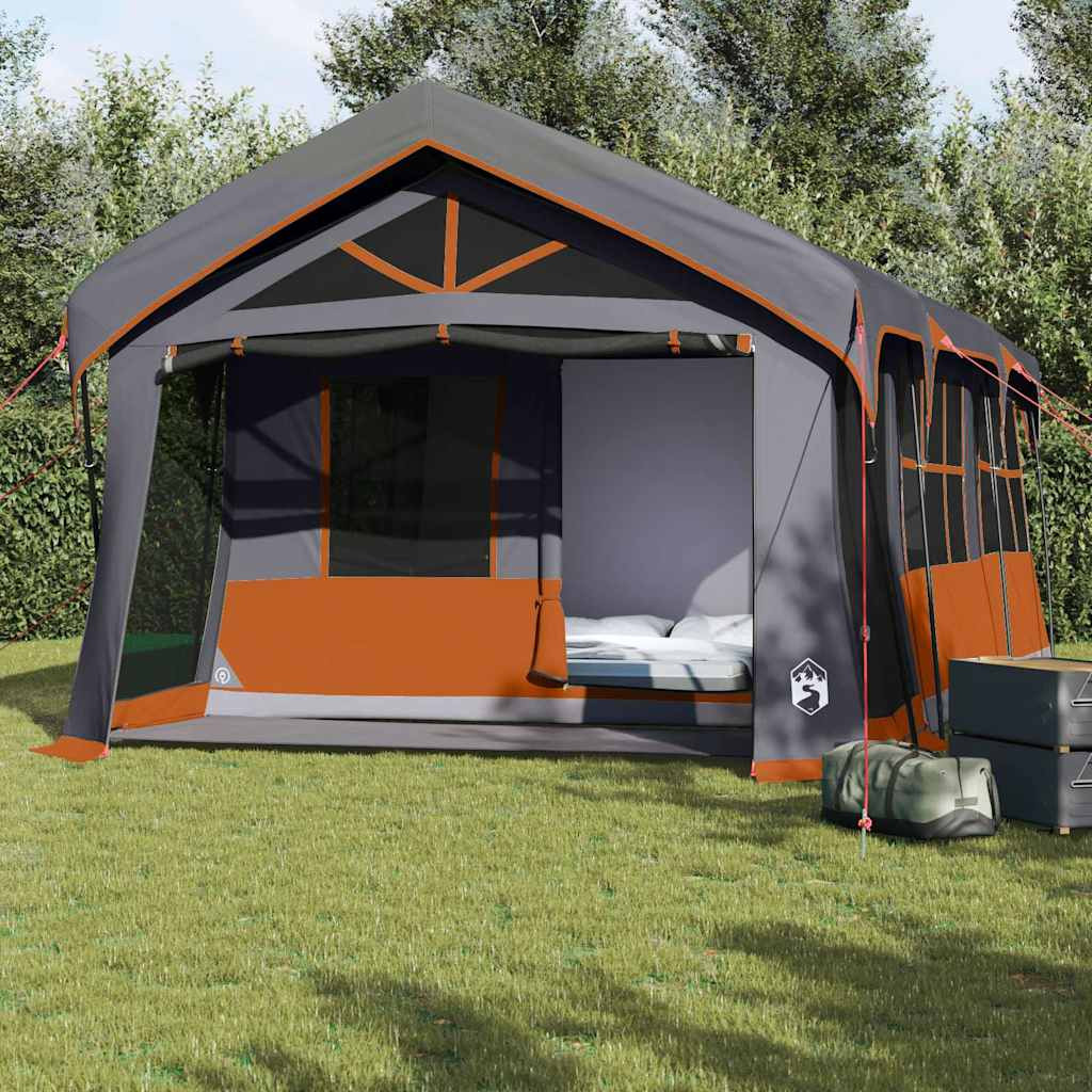 vidaXL Familienzelt Grau und Orange 620 x 322 x 240 cm Polyester