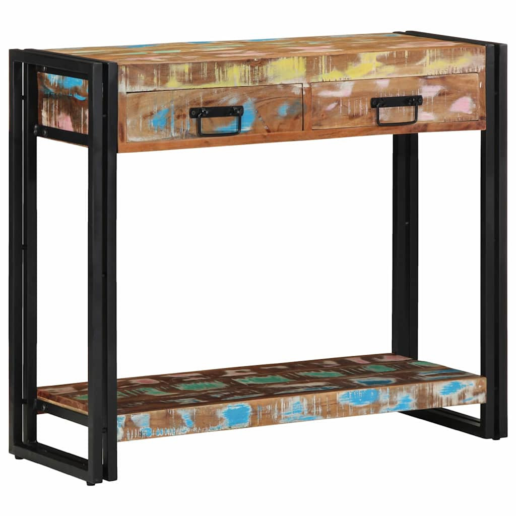 vidaXL Konsolentisch mit Regal Mehrfarbig Massives upgecyceltes Holz