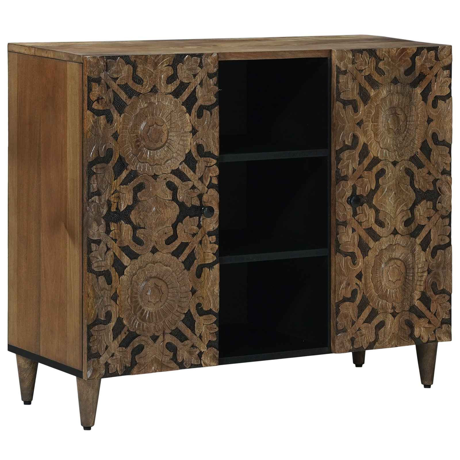 vidaXL Sideboard mit Regal Braun 90 x 33,5 x 75 cm Massivholz Mango