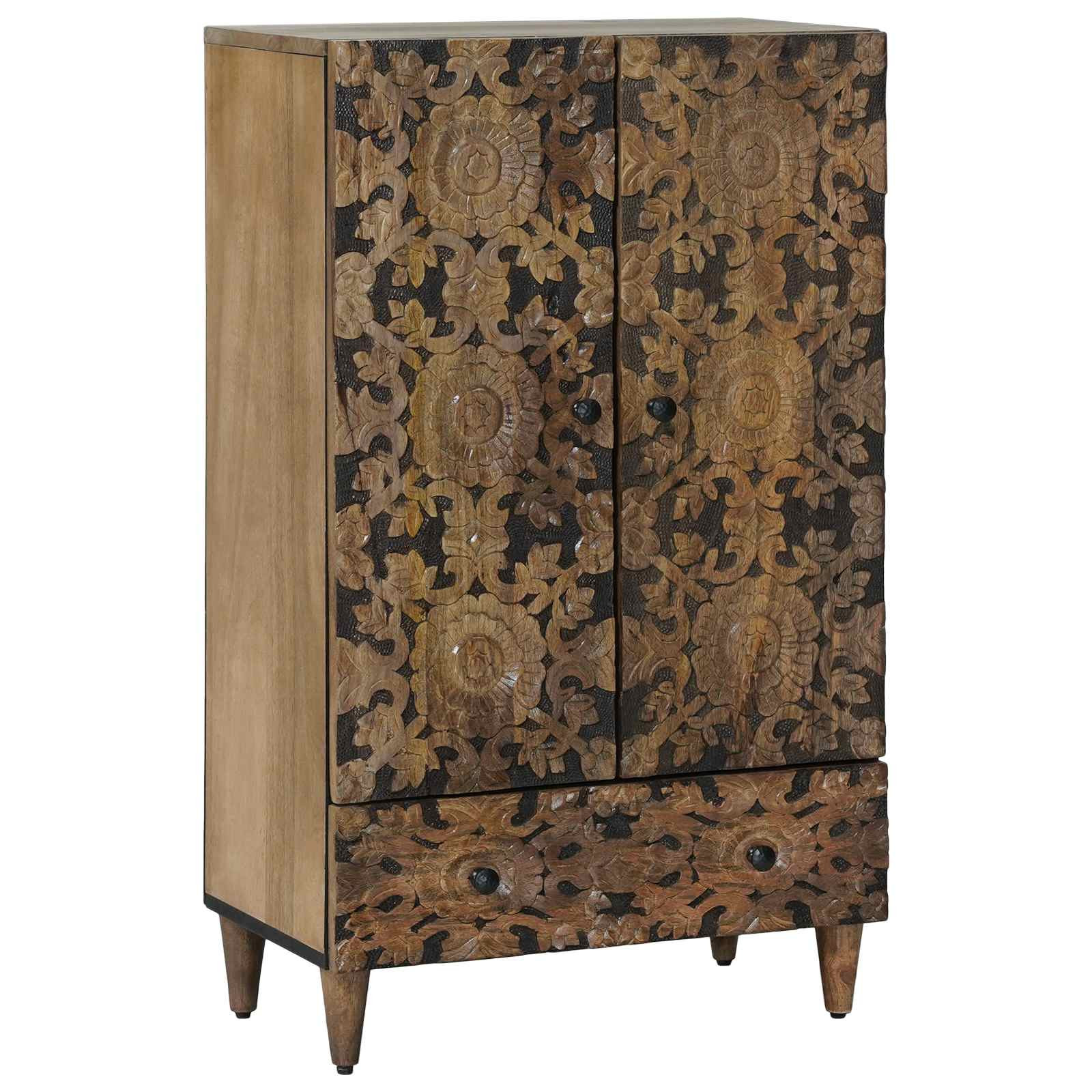 vidaXL Hochschrank mit Regal Braun 60 x 33,5 x 100 cm Massivholz Mango