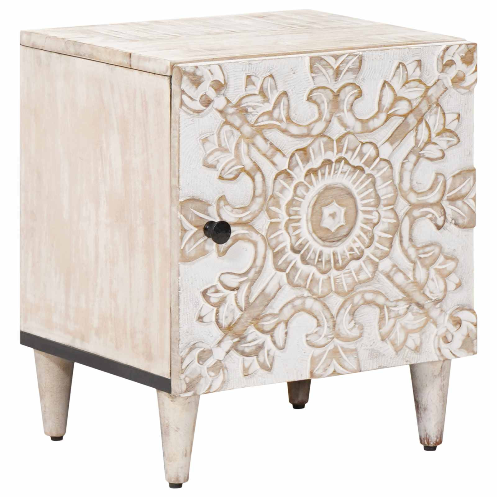 vidaXL Nachttisch Weiß 40 x 33,5 x 46 cm Massivholz Mango